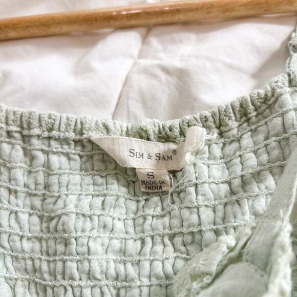 Sim & Sam Green Eyelet Tiered Sundress Women’s Size S Adjustable Straps EUC - Picture 4 of 5